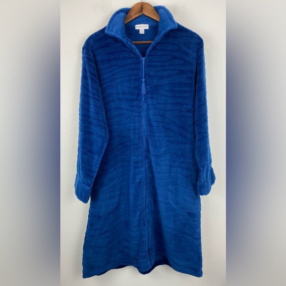 Miss Elaine size Small Women’s Blue Long Sleeve Zip Up Robe - Picture 1 of 6